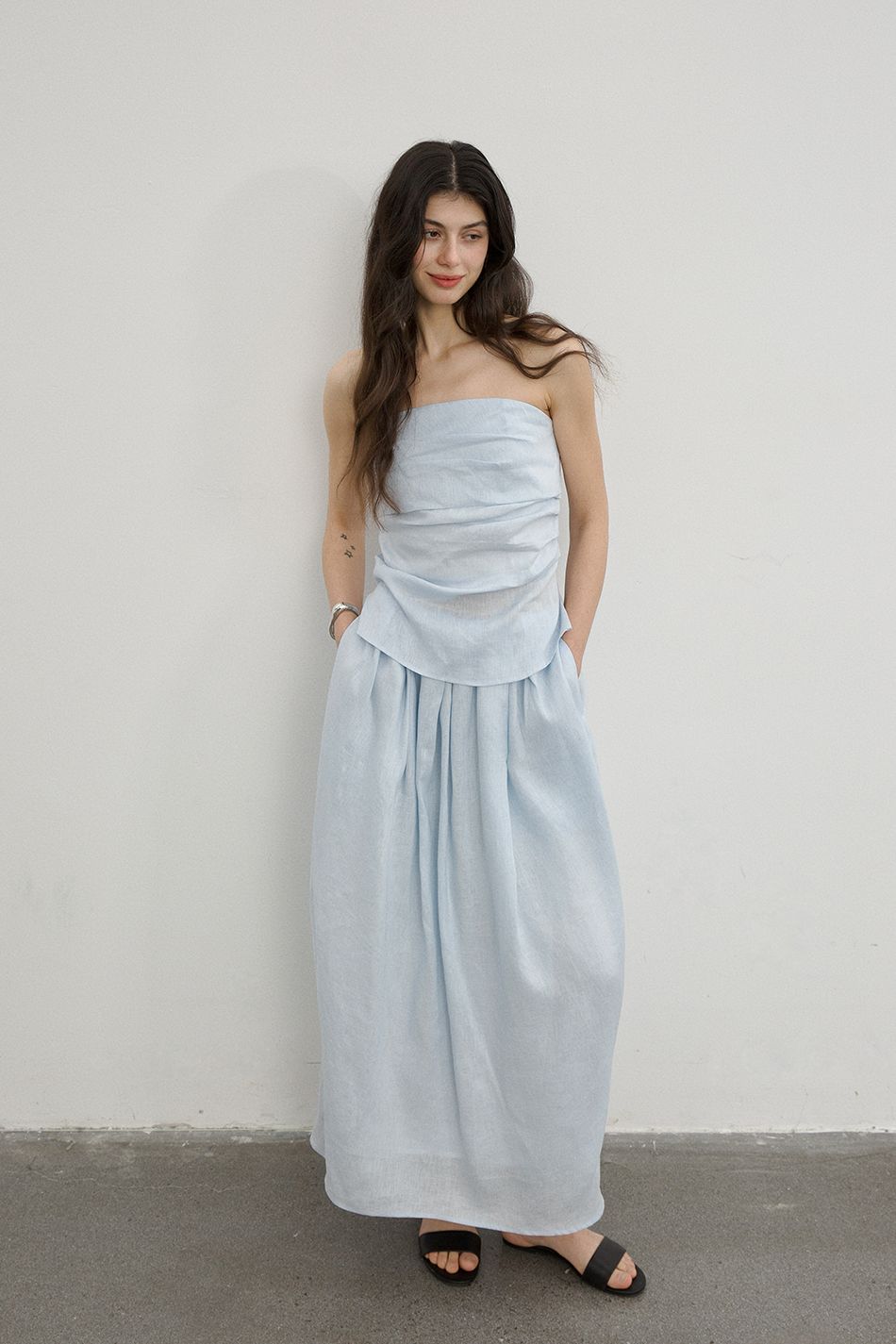 Bud linen dress blue