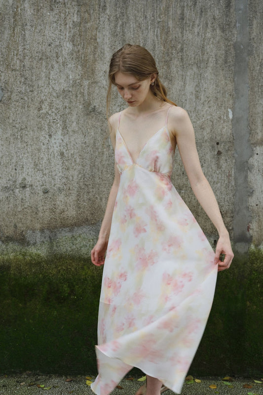 Blossom silk waist dress