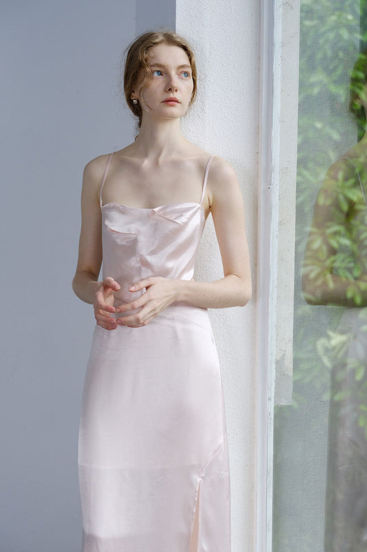 Pale glow strap dress pink