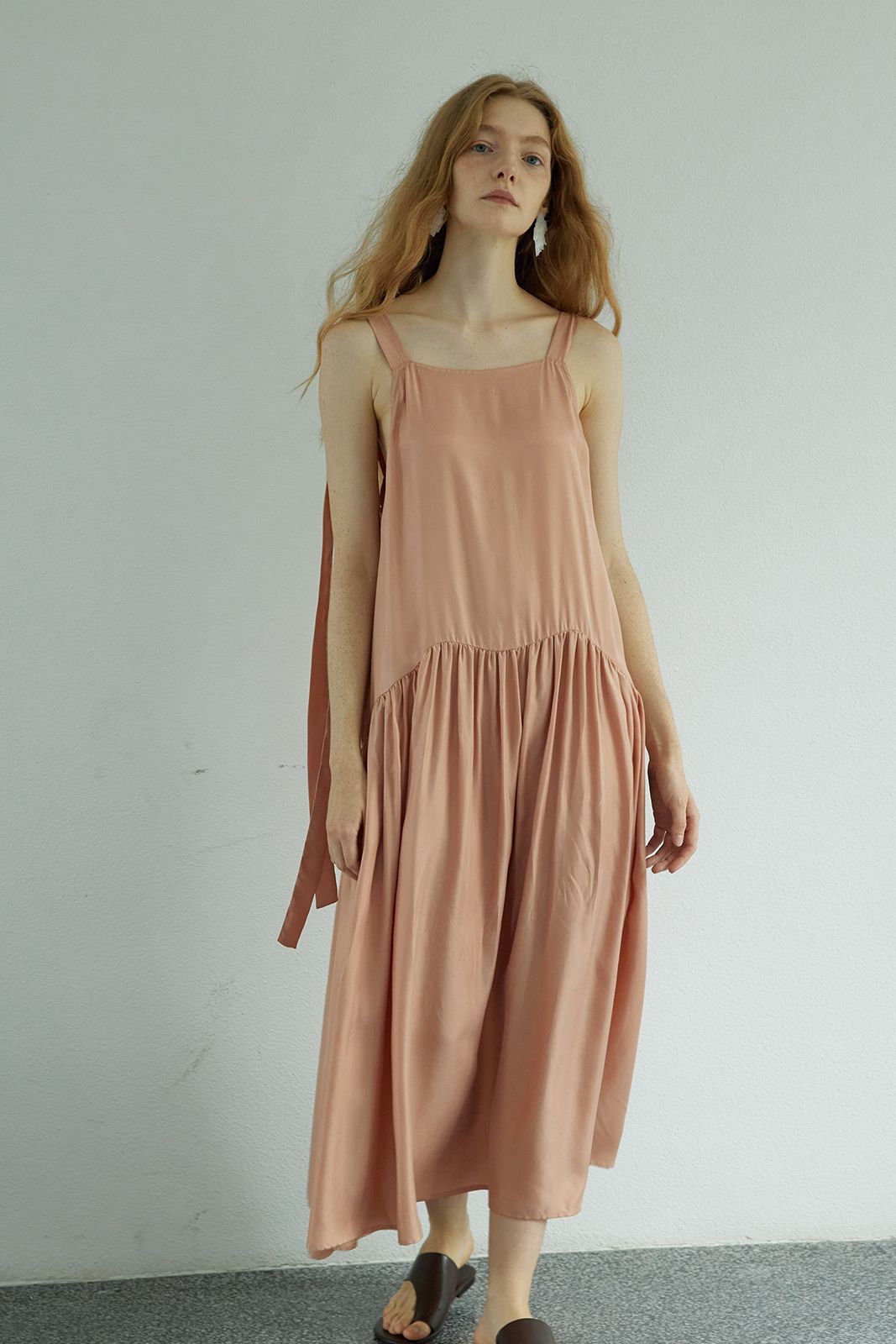 Drape natural pleated dress