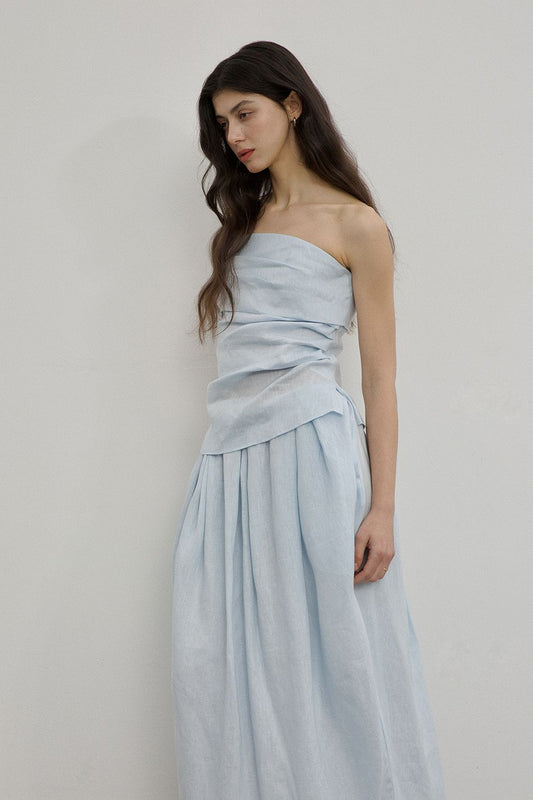 Bud linen dress blue